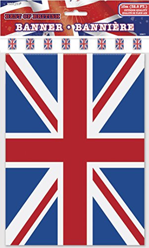 Unique Party 29671 - 32ft Plastic Best of British Union Jack Bunting Flags, Red, White, Blue