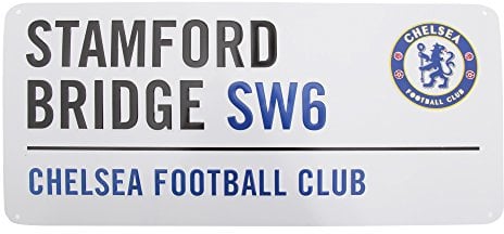 Chelsea FC Official Stamford Bridge Metal Football Club Street Sign (One Size) (White/Black/Blue)