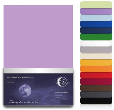 Moon Line Silver Wasserbett Spannbettlaken XXL 200x220-220x240 190g/m² Spannbetttuch -Flieder