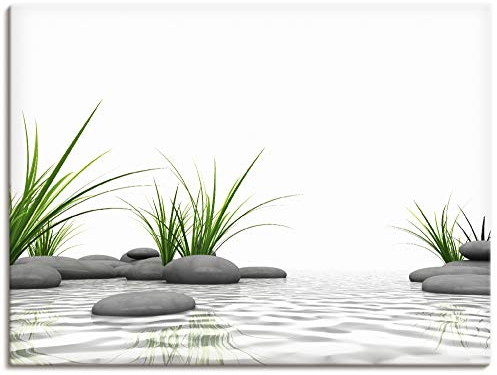ARTLAND Wanddeko Leinwand Bilder Wandbild Wellness Zen Stein Fotografie Weiß 3 D Steine T6CD