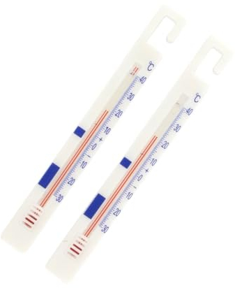FM Professional 21824 Thermomètre frigo, Thermomètre congélateur, Thermomètre réfrigérateur, Lot de 2 thermomètres pour réfrigérateurs, Plastique, Blanc, 15,5 cm x 1,7 cm x 0,6 cm
