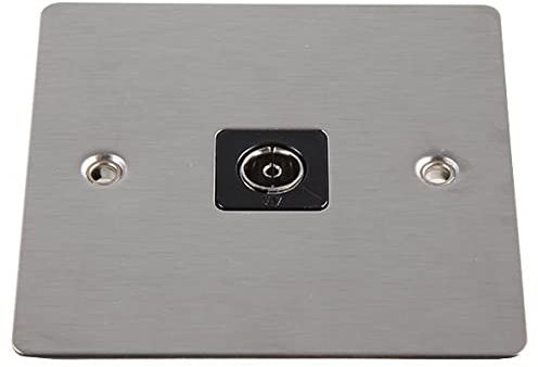 VOLEX ACCESSORIES - Prise coaxiale TV, plaque plate, insert inox/noir