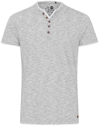 !Solid SDDigos Herren T-Shirt Kurzarm Shirt mit Grandad-Ausschnitt Double-Layer Look 100% Baumwolle Regular fit, Größe:2XL, Farbe:Monument (2545)