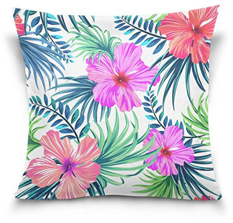 Use7 Throw Pillow Case Decorative Cushion Cover Square Pillowcase, Summer Tropical Palm Tree Flower Sofa Bed Pillow Case Cover(40 x 40cm/16 x 16 Inches) Twin Sides