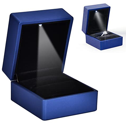 YUYTE Schmuck Geschenkbox, Geschenkbox Kette, Ehering Schmuck Geschenkbox Klein Schmuckkästen Container Schmuck Anhänger Halter Aufbewahrungskoffer Led Licht(Ring)