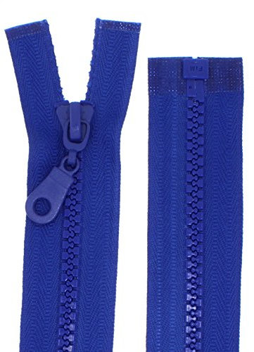 zipworld - Cerniera lampo in plastica con denti di spessore medio, divisibile, 5 mm (blu reale, 75 cm)