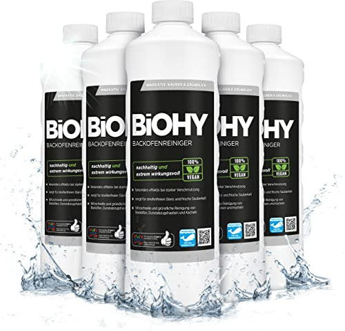 BiOHY Backofenreiniger Hochkonzentrat (6 x 1 Liter) | Bio Reiniger & Fettlöser | EXTRA STARK | löst hartnäckige Verkrustungen & Fett| für Backöfen & Mikrowellen | effektive Ofenreinigung