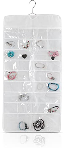 HERCHR Hängende Schmuck Organizer Kleiderschrank Schmuckaufbewahrung Doppelseitig 72 Taschen, Aufbewahrungstasche Zum Aufhängen, Für Kleider, Schmuck, Schmuck, Ohrringe, Aufbewahrungstasche