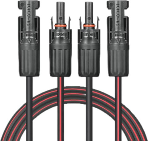 VALEMO Cavo solare - Cavo di prolunga solare a doppio filo, 10 AWG, 30 piedi (9 metri) 6 mm², treccia in rame con connettori femmina e maschio, per sistemi solari domestici, aziendali e camper