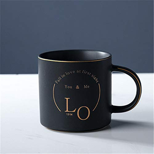 Mug Wine Set Cup Chic Coffee Mugs Milk Tea Cup Creative Gold Love Pattern Ceramic Mug Breakfast Black White Personalized Drink Ware Couple Gift,Style 4