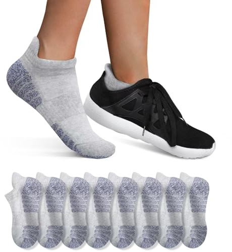 YouShow 8 Paar Sneaker Socken Damen Herren Sportsocken Kurze Halbsocken Männer Baumwolle Hellgrau 35-38