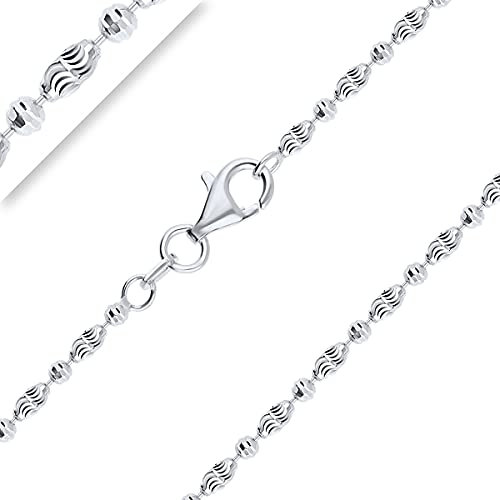 PLANETYS Kugelkette Typhoon, abwechselnd, Silber 925/1000, rhodiniert, Breite 2,2 mm, 40 – 45 – 50 – 55 – 60 – 65 – 70 cm, Sterling Silber Silber
