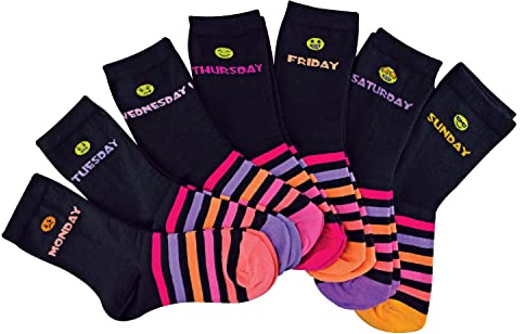 sock snob 7er Pack Wochentage Englisch für Kinder | Schulsocken für Mädchen und Jungen (27-30, Rosa)