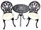 Signature Homes and Gardens SH&G Penryhn 2 Seat Bistro Set | 3 Piece Round Table & Chairs | Black Aluminium with Cream Cushions | Indoor & Outdoor