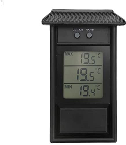 Dhouse Digital Max Min Thermometer Garden Digital Thermometer Digital Max Min Greenhouse Thermometer for Indoor Outdoor Garden Home Temperature Monitor (Black)