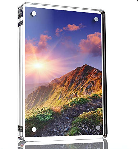 Magnetischer Acryl-Bilderrahmen mit abgerundeten Ecken, 10,8 x 15,9 cm – perfekter rahmenloser Bilderrahmen – doppelseitiger Bilderrahmen – magnetischer Acrylrahmen – transparenter Acryl-Blockrahmen