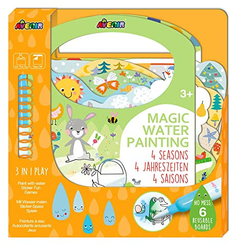 Avenir 6301774 Ausmalspiel Vier Jahreszeiten, 3-in-1 Kreativ-Set mit Spielen, Stickern und Ausmalbildern, DIY, für Kinder ab 3 Jahren