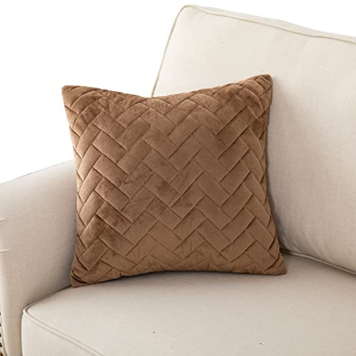 Eismodra Dekokissen,Sofabezug 3 Sitzer,Anti-Rutsch-Couch Überzug für L Form Sofaschoner Chaiselongue Ecksofa 2 Sitzer Schonbezüge Wohnzimmer Sessel Hunde Haustiere,Braun,45x45cm(nur 1 Stück)