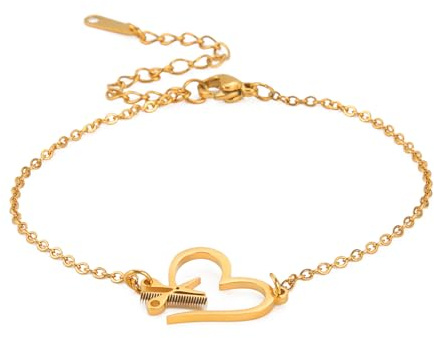 EUEAVAN Scheren- und Kamm-Charm-Armband, verstellbares Armband, Friseur, Schmuck, Liebe, Herz, Gliederarmbänder