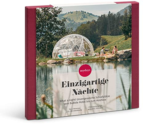 mydays Geschenkbox Einzigartige Nächte, ca. 100 außergewöhnliche Unterkünfte, Reise-Gutschein für 2 Personen