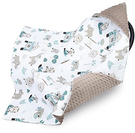 Einschlagdecke Babyschale Baby Decke 90x90 cm - Fußsack Blanket für Kinderwagen und Autositz Ganzjahres für Neugeborenen und Kleinkinder Einschlagsdecken für 3 und 5 Punkt Gurt Minky