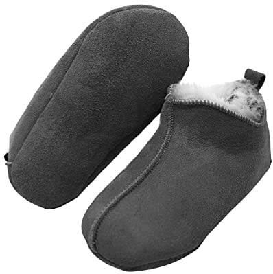 Hollert Lammfell Kinder Hausschuhe Bali Mädchen & Jungen Fellschuhe mit weicher Sohle kuschelig warm & weich Grau