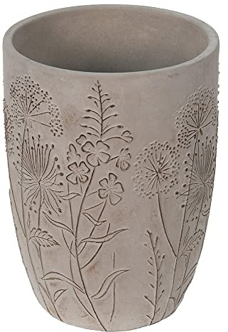 Clayre & Eef Blumentopf Ø 18x25 cm Grau Beige Stein Blumen Innenblumentopf