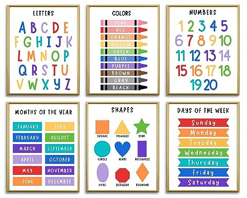 AUNMER Pädagogisches Vorschul-Poster, Zahlen-Alphabet, Stundenplan, Poster, Kleinkinder, Kinder, Klassenzimmer, Lerndekorationen, Kinderzimmer, Heimschule, Kindergarten, Spielzimmer, Lehrposter, 28,9