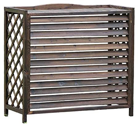 Estante para Aire Acondicionado con Pantalla de Valla Exterior,Cubierta rústica para aire acondicionado, marco de techo para aire acondicionado exterior, con diseño de rejilla de persianas, fácil
