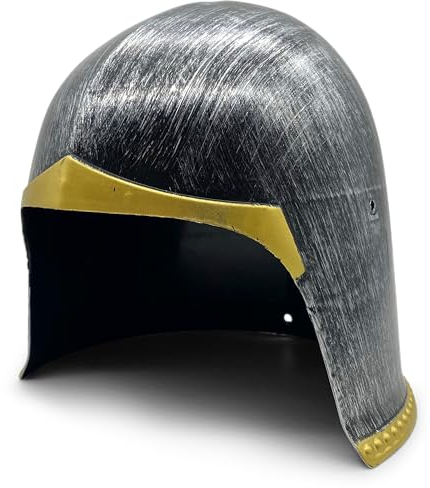 BestSaller 1425 Kinder-Ritterhelm Beckenhaube aus Kunststoff, Ritter, Krieger, Knappe Titan/Gold
