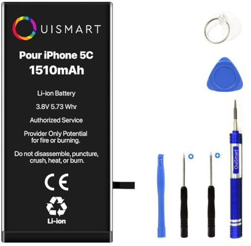OUISMART® KIT Batterie pour IPHONE (avec Kit Outils, iPhone 5C)