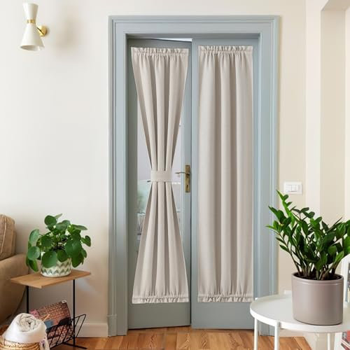 NICETOWN Cortinas para puerta francesa, opacas, privacidad de 66 x 183 cm, cortinas con aislamiento térmico para ventana de cristal, cortina de puerta con aislamiento térmico para dormitorio, 1 panel,