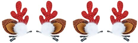 minkissy 2 Paar Weihnachtsgeweih-Haarspangen Für Kinder Rentier-Haar-Accessoire Rentier-Haarspangen Kinder-Haar-Accessoires Weihnachts-Haarspange Beflocktes Kunststoff-Stirnband