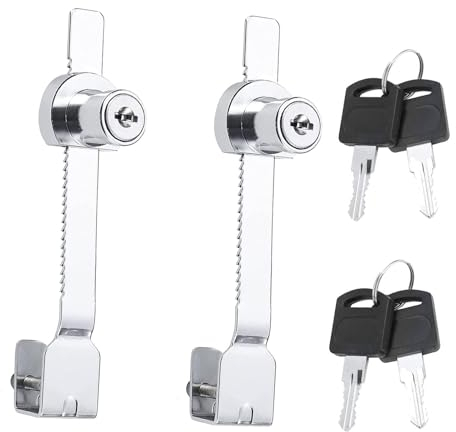 2 Pcs Cerraduras De Trinquete Para Puerta Cerraduras De Puerta Corrediza Vidrio Cerradura De Trinquete Cerradura De Gabinete De Vidrio Con Acabado Cromado Para Vitrina De Vitrina De Vidrio Deslizante