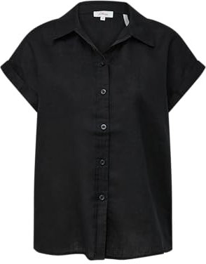 s.Oliver 2147437 Blusa de Lino Manga Corta, Negro 9999, 38 Mujeres