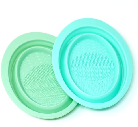yueton Lot de 2 bols pliables de nettoyage pour pinceaux de maquillage - Bol de masque facial en silicone - Outil de nettoyage pour masque facial - Bol de lavage pour pinceaux de maquillage - Outils