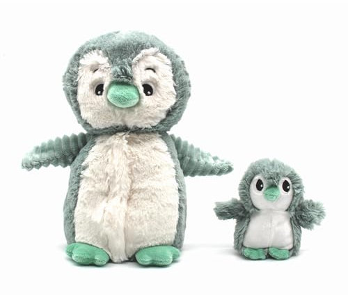 Les Déglingos Les Ptipotos by Glissou Le Pinguin Maman Baby – Kuscheltier Geburt – Mintgrün – 16 cm