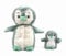 LES DÉGLINGOS PTIPOTOS by GLISSOU Le Pingouin Maman & Bebe - Peluche Ultra Douce 2 en 1 - Cadeau Naissance Anniversaire Noel - 24CM - Menthe & Blanche