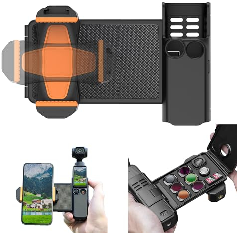Fututech 1/4 Multifunktions-Verlängerungshalterung für DJI Osmo Pocket 3 Cold Shoe Adapter mit Organizer für Action-Kamera, Schutzrahmen, Clip für Telefon