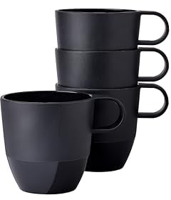 Mepal – Henkelbecher 4 Stück Silueta – Tee- und Kaffeebecher – Spülmaschinen- und mikrowellenfest – Geschirr – 300 ml – Nordic black