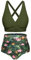 Voqeen Femme Maillots de Bain Deux Pièces Push-up Ensembles Taille Haute Bikini Set Froncé avec Contrôle du Ventre Col V Élégant