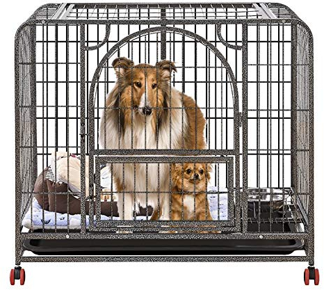 BGFYUSF Hundekäfig aus Metall, robuste Hundebox für Haustiere (Silber 96 x 65 x 84 cm)