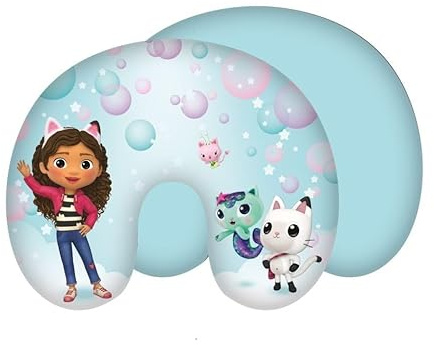 Gabbys Dollhouse Reisekissen, Nackenkissen, Netflix-Serie, Gabby mit Kätzchen, 28 x 33 cm, 100% Polyester, Dream Works