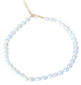 bamyum Perlenkette Damen, Charmed Edelstein, Kristalle Anhänger, Halskette mit Natursteinen, Purelei Kette,Pearl Schmuck Damen Natürliche Energie Edelsteine Schmuck Frauen Geschenk Damen