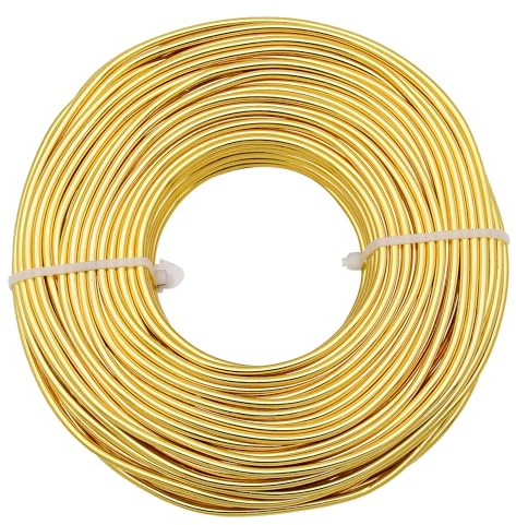 Uxney Schmuckdraht,1mm Dicke Aluminium Basteldraht, Schmuckherstellungsdraht, Metalldraht für Bastelarbeiten, Aluminiumdraht, Draht, DIY, Metallhandwerk, Kunstdrähte (Gold, 30Meter)