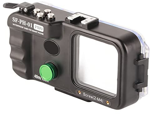 Denash Étui de Téléphone de Plongée, Protecteur de Téléphone de Plongée, Trous de Vis en Acier Inoxydable, Bonne Transmission de la Lumière sous-Marine pour Smartphone