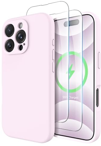 OTOFLY Compatible with iPhone 16 Pro Case with 2 Pack Screen Protectors, Compatible with MagSafe, Shockproof Military-Grade Protection, Magnetic Silicone 16 Pro Phone Case, Ice Pink