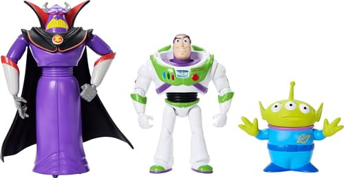 Mattel Disney Pixar Storytellers Story Intergalaktische Actionfiguren, 10,2 cm große Actionfiguren, Buzz Lightyear, Zurg & Alien bewegliches Spielzeug, 3 Stück