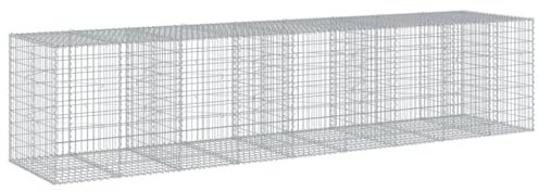 vidaXL Panier gabion avec couvercle 450x100x100 cm fer galvanisé, mur en gabion, mur de soutènement en gabion, clôture en gabion, gabion, cage gabion