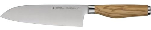 WMF Grand Wood Santokumesser 32 cm, Messer Holzgriff, Made in Germany, Olivenholzgriff, Messer geschmiedet, Küchenmesser Spezialklingenstahl, Performance Cut, einzigartiger Griff, Klinge 18 cm